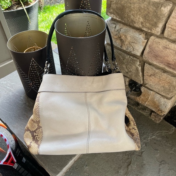 Coach Phoebe Two Tone Cream and Snake Python Sides - Picture 4 of 5